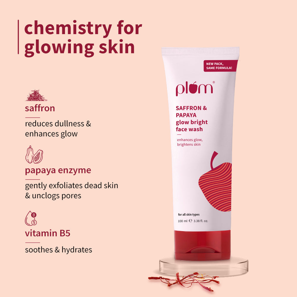Plum Saffron & Papaya Glow Bright Face Wash (100g) – photo 4