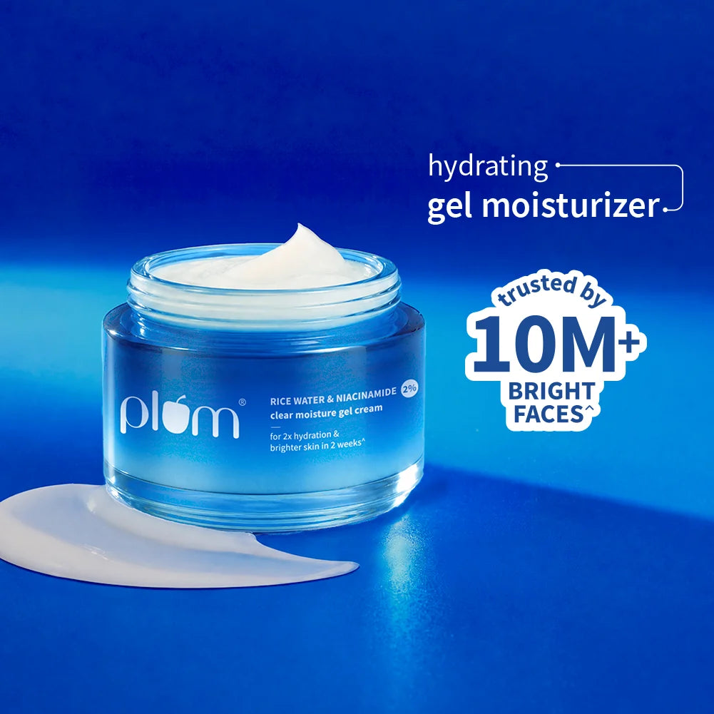 Plum 2% Niacinamide & Rice Water Clear Moisture Gel Cream, 50 g