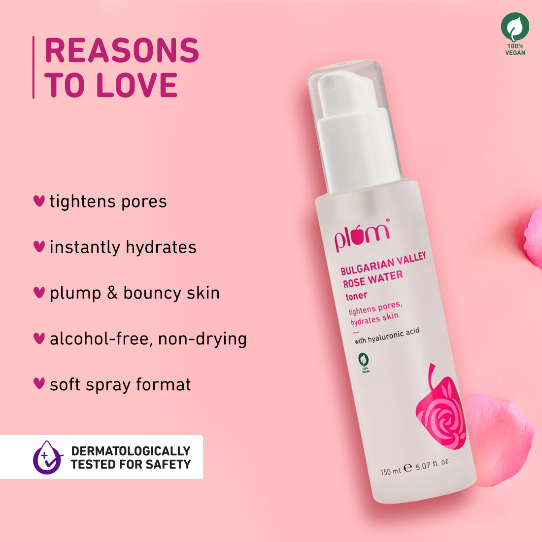 Plum Bulgarian Valley Rose Water Alcohol-Free Spray Toner (with Hyaluronic Acid) – photo 2