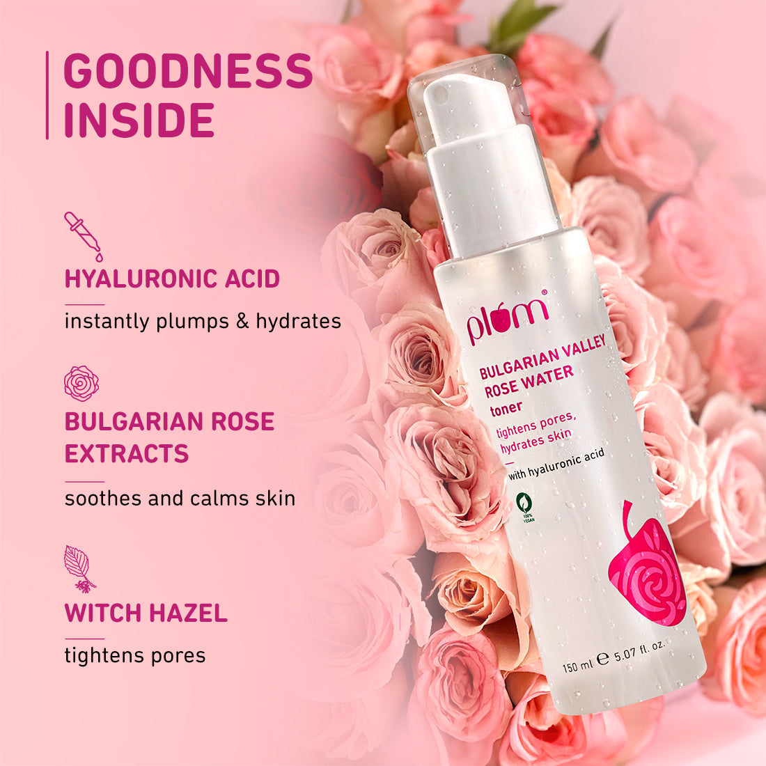 Plum Bulgarian Valley Rose Water Alcohol-Free Spray Toner (with Hyaluronic Acid) – photo 4