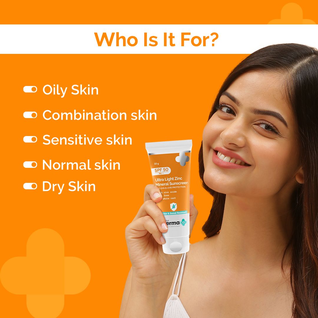 The Derma Co Ultra Light Zinc Mineral Sunscreen with SPF 50 PA+++ for Broad Spectrum UVA, UVB & Blue Light Protection - 50 g – photo 3