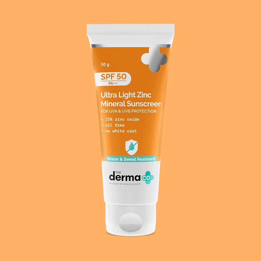 The Derma Co Ultra Light Zinc Mineral Sunscreen with SPF 50 PA+++ for Broad Spectrum UVA, UVB & Blue Light Protection - 50 g – photo 1