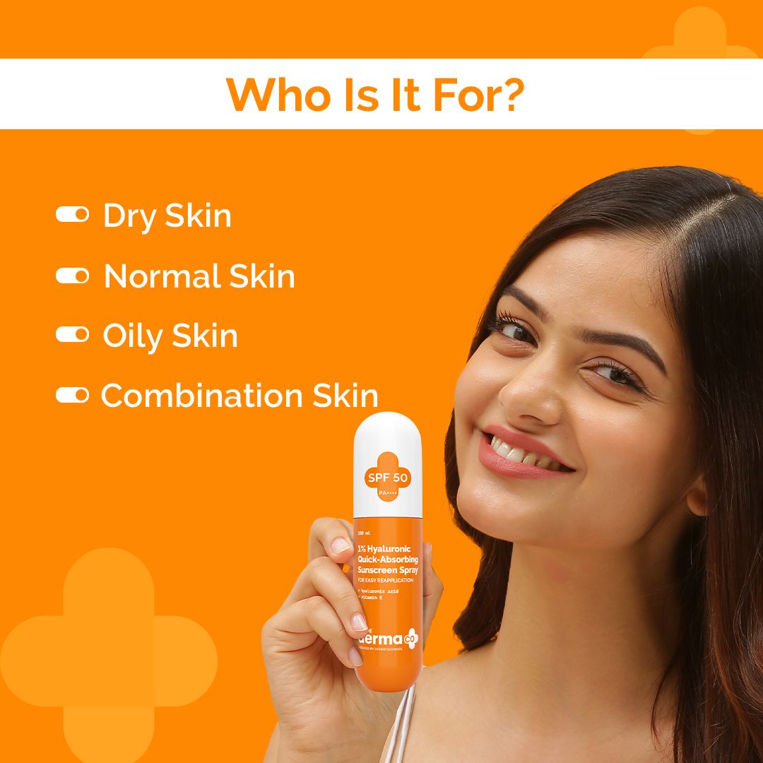 The Derma Co 1% Hyaluronic Quick-Absorbing Sunscreen Spray with Hyaluronic Acid & Vitamin E, SPF 50 PA++++ - 100 ml – photo 3