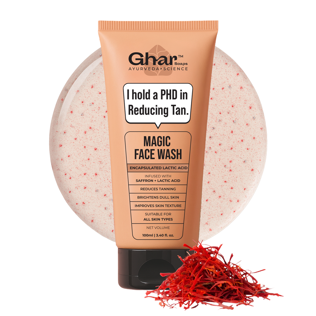 Ghar Soaps Magic De-Tan Face Wash with Saffron & Glutathione (100ml) – photo 3