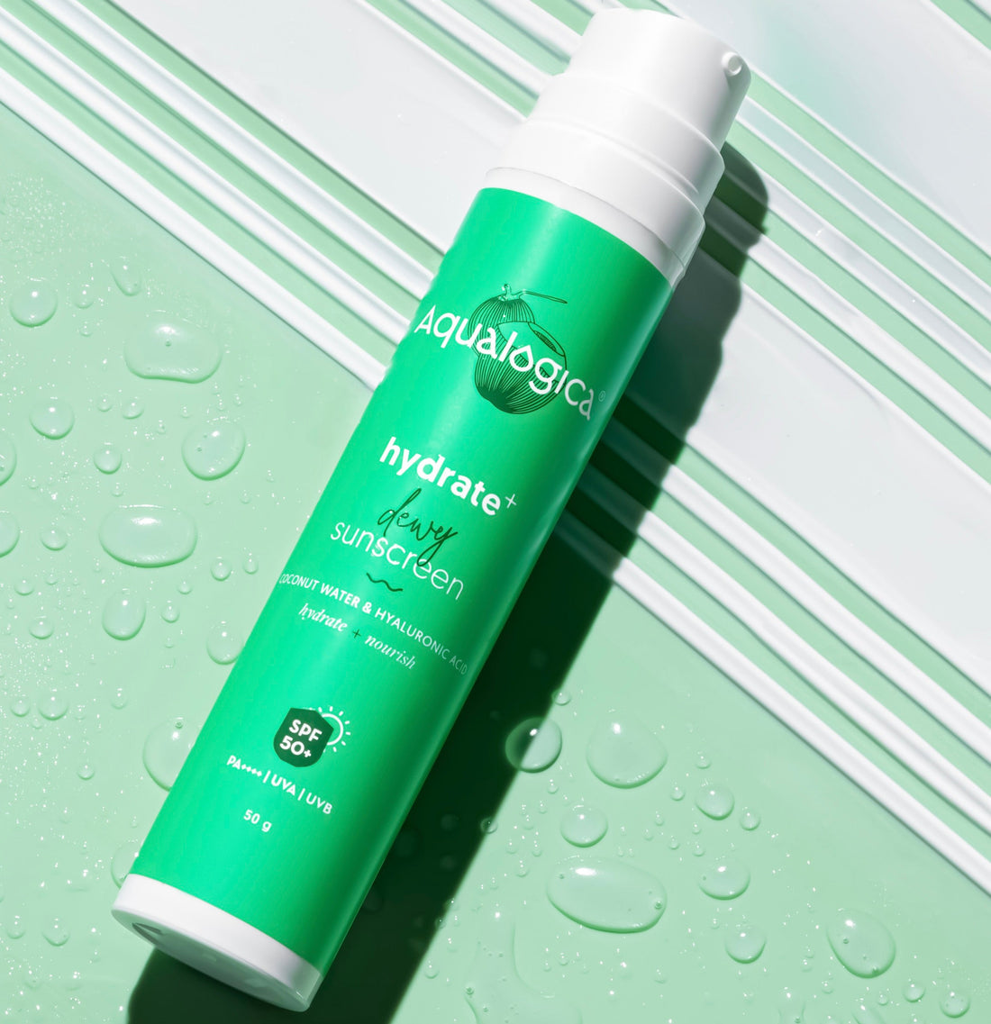 Aqualogica Hydrate+ Dewy Sunscreen SPF 50 PA+++ with Coconut Water & Hyaluronic Acid (50g) – photo 1