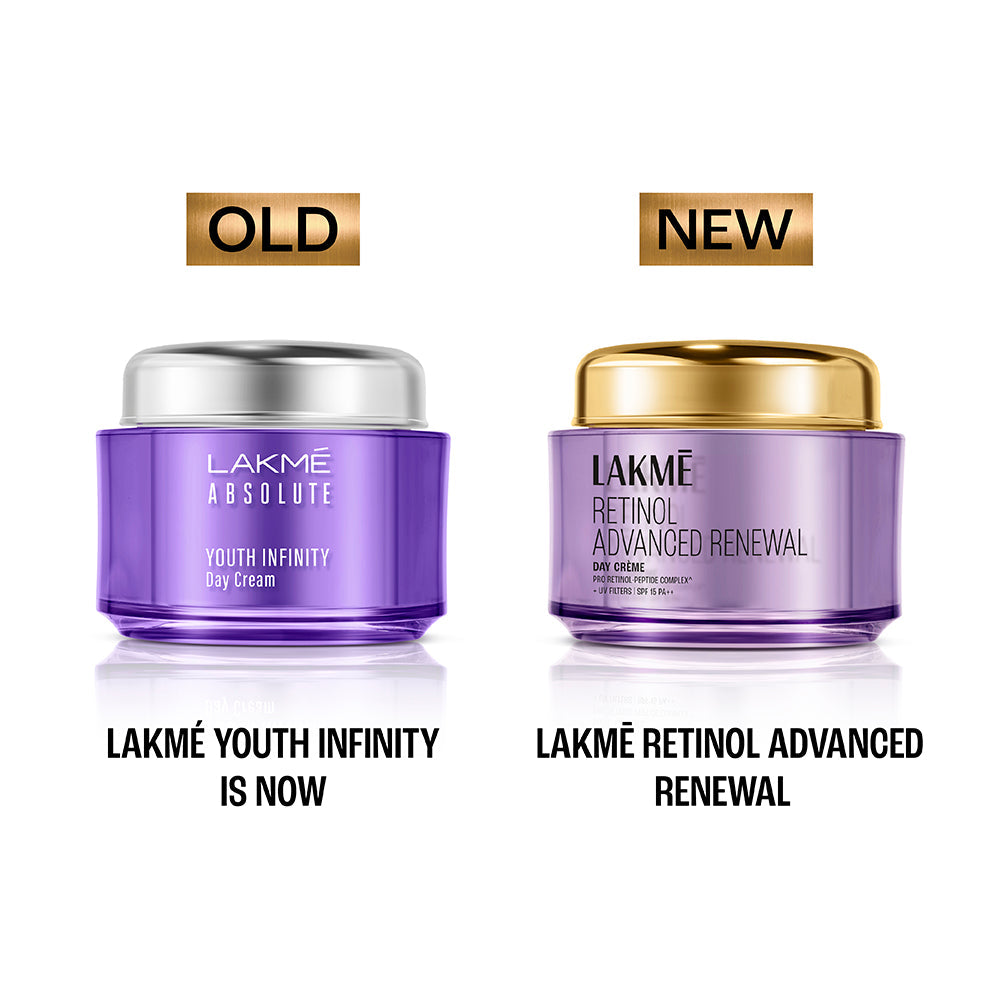 Lakmé Retinol Advanced Renewal Day Creme (Pro-Retinol Peptide Complex + UV Filters, SPF 15 PA++) - 50g – photo 3