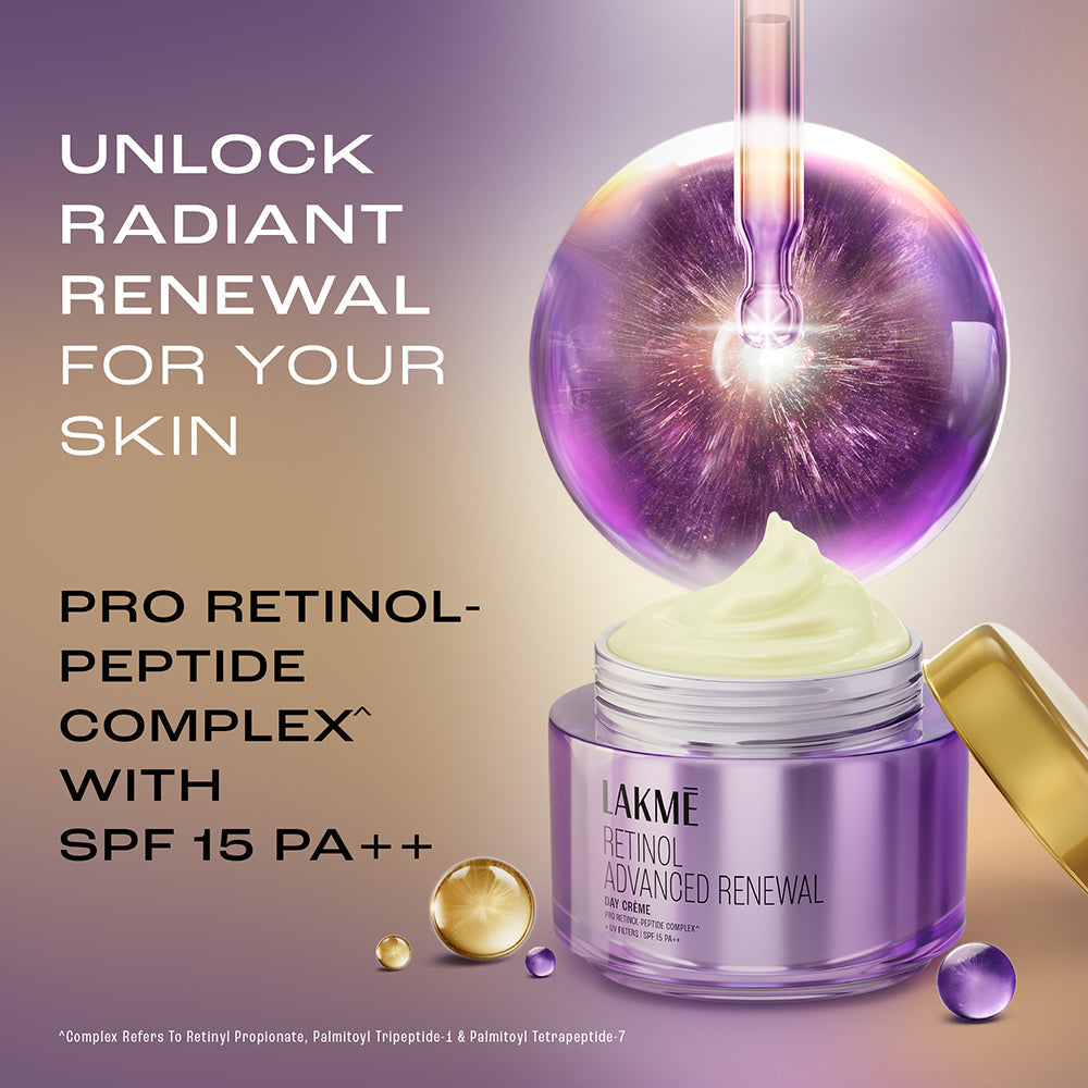 Lakmé Retinol Advanced Renewal Day Creme (Pro-Retinol Peptide Complex + UV Filters, SPF 15 PA++) - 50g – photo 4