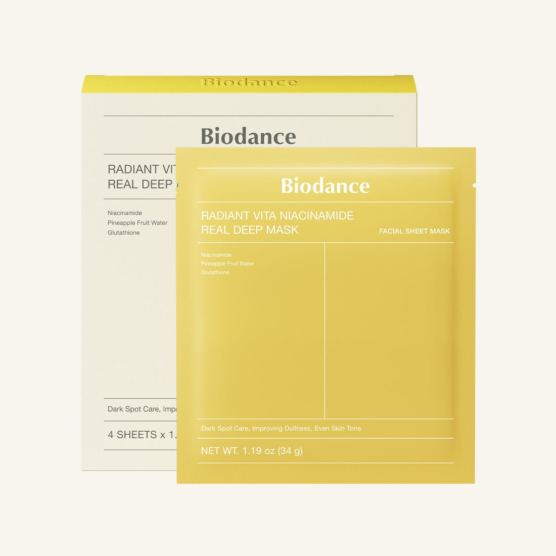 Biodance Radiant Vita Niacinamide Real Deep Mask (Pack of 4)