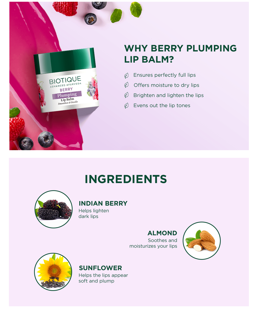 Biotique Bio Berry Plumping Lip Balm (12g) – photo 4