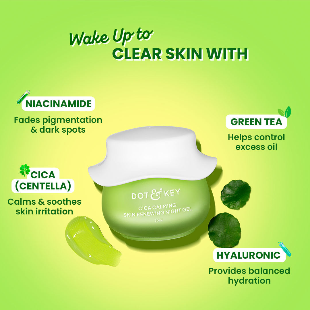 Dot & Key Cica Calming Skin Renewing Night Gel (Niacinamide + Green Tea) - 60ml – photo 3