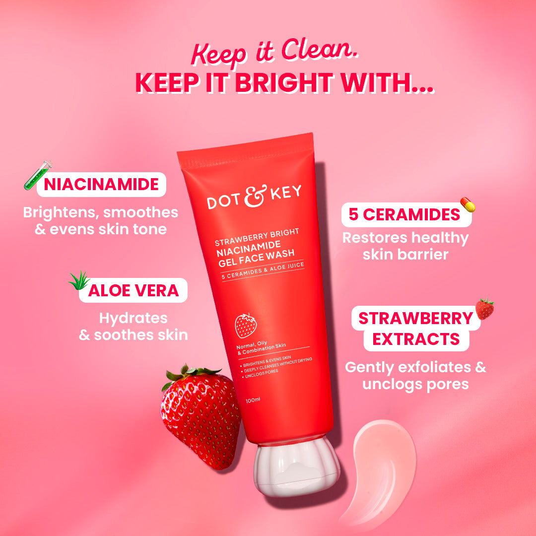 Dot & Key Strawberry Bright Niacinamide Gel Face Wash (100ml) – photo 3