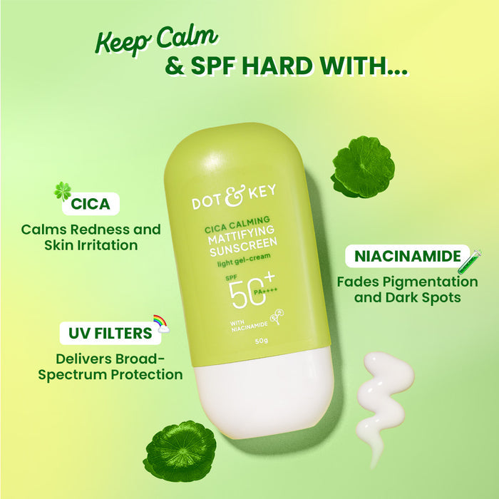 Dot & Key Cica Calming Mattifying Sunscreen SPF 50+ PA++++ (with Niacinamide), 50g – photo 3