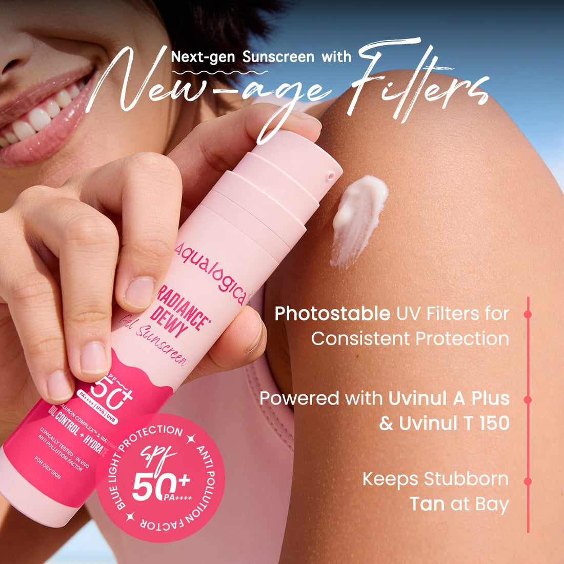 Aqualogica Radiance+ Dewy Sunscreen with Watermelon & Niacinamide SPF 50 PA++++ (50g) – photo 6