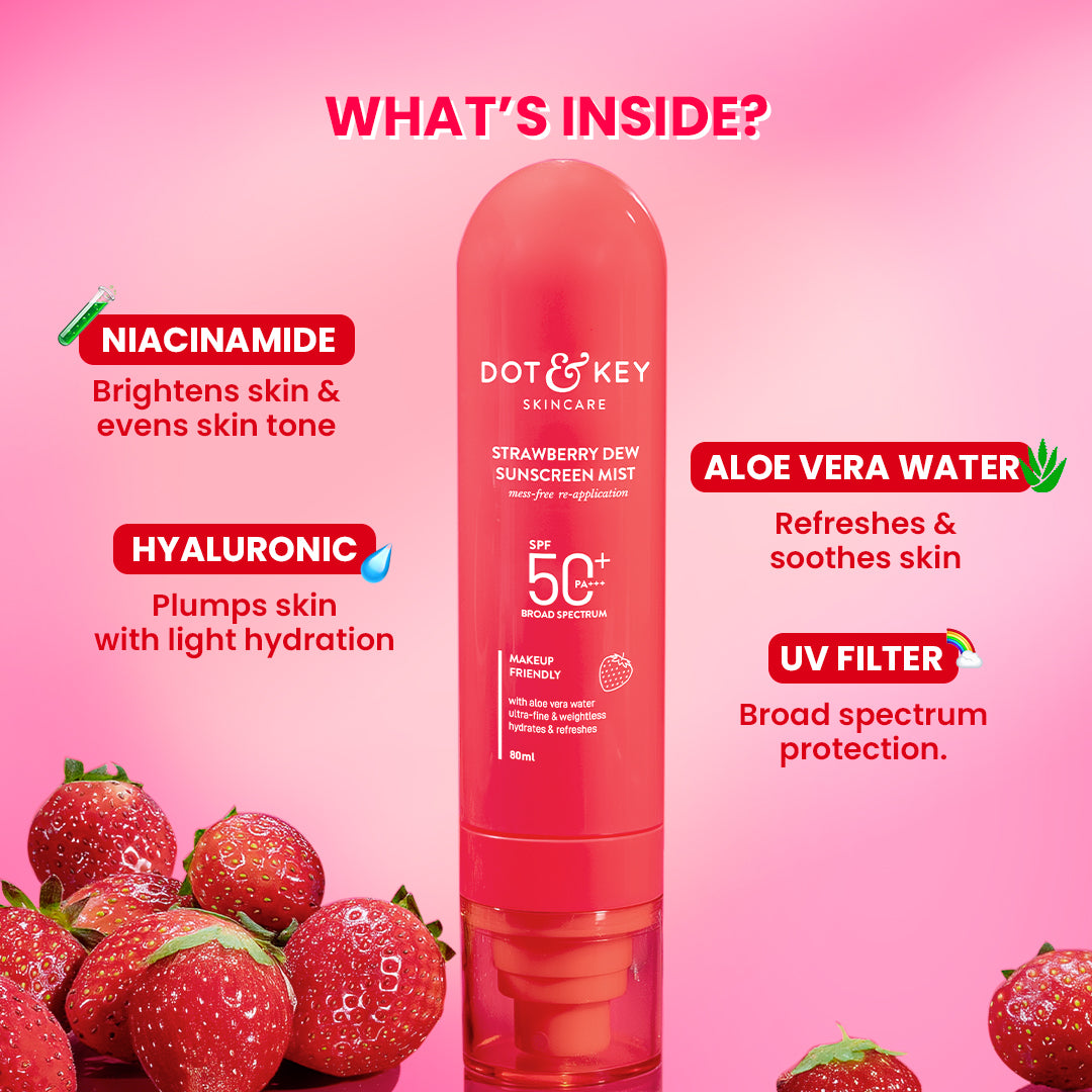 Dot & Key Strawberry Dew Sunscreen Face Mist SPF 50+ PA+++ (80ml) – photo 5