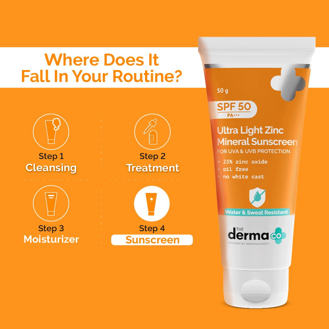 The Derma Co Ultra Light Zinc Mineral Sunscreen with SPF 50 PA+++ for Broad Spectrum UVA, UVB & Blue Light Protection - 50 g – photo 4