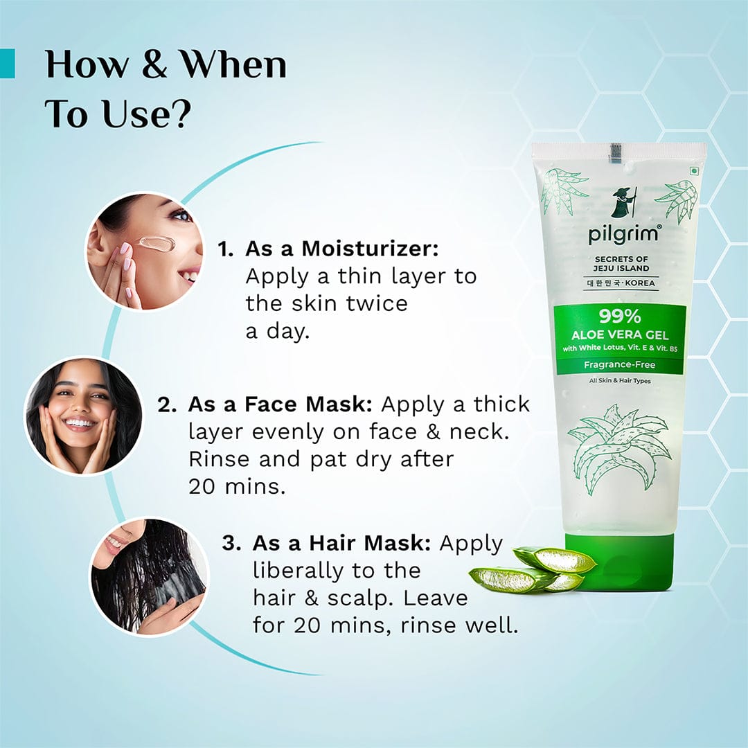 Pilgrim 99% Aloe Vera Gel with White Lotus, Vitamin E & B5 (200 g) – photo 5