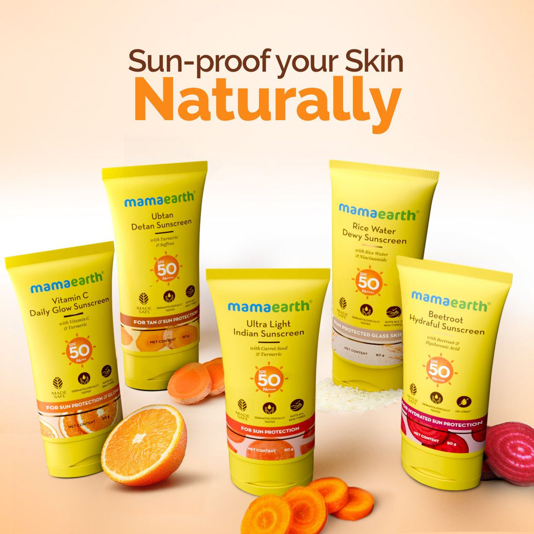 Mamaearth Ultra Light Indian Sunscreen SPF 50 with Carrot Seed & Turmeric (50g) – photo 6