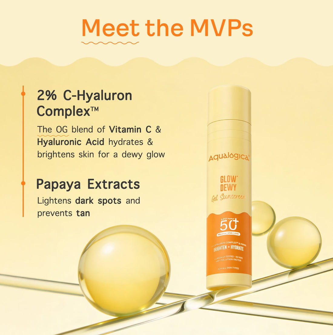 Aqualogica Glow+ Dewy Sunscreen SPF 50+ PA++++ with Papaya & Vitamin C (50g) – photo 4