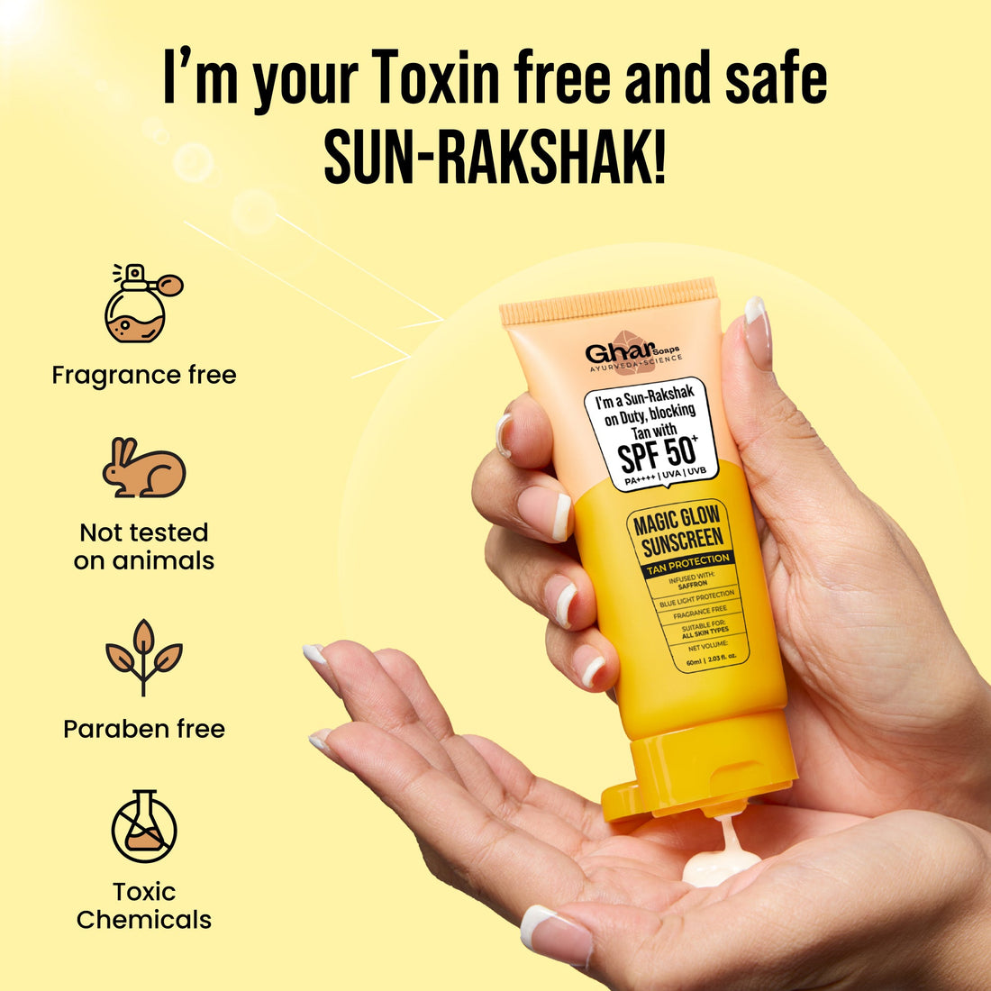 Ghar Soaps Magic Sunscreen with Saffron & Lactic Acid for De-Tan SPF 50+ PA++++ – photo 5