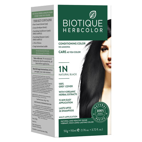 Biotique Bio Herbcolor Conditioning Hair Color - 1N Natural Black (50g+110ml)