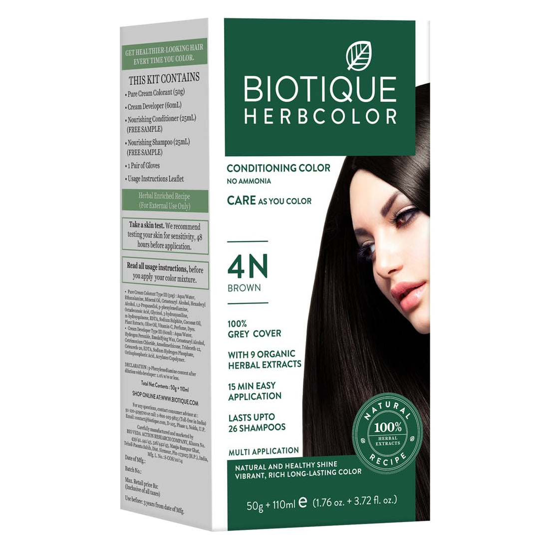 Biotique Bio Herbcolor Conditioning Hair Color - 1N Natural Black (50g+110ml) – photo 5