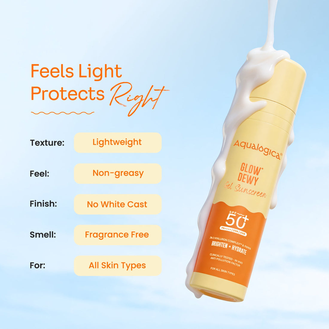 Aqualogica Glow+ Dewy Sunscreen SPF 50+ PA++++ with Papaya & Vitamin C (50g) – photo 5