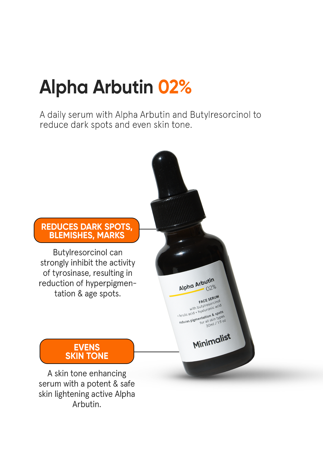 Minimalist Alpha Arbutin 2% Face Serum (with Hyaluronic Acid) - 30ml – photo 3