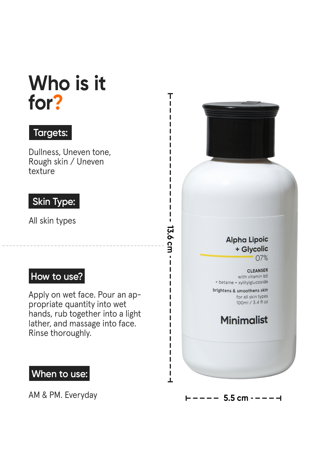 Minimalist 7% ALA & AHA Brightening Face Wash (100ml) – photo 4