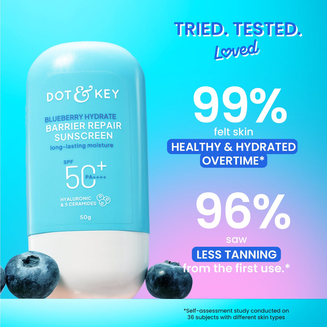 Dot & Key Blueberry Hydrate Barrier Repair Sunscreen SPF 50+ PA++++ (50g) – photo 2