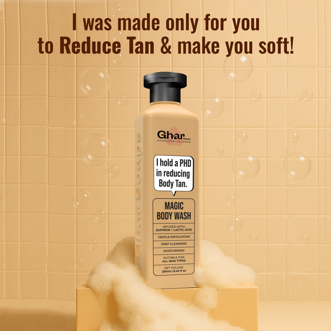 Ghar Soaps Magic De-Tan & Exfoliating Body Wash with Saffron & Lactic Acid – photo 2