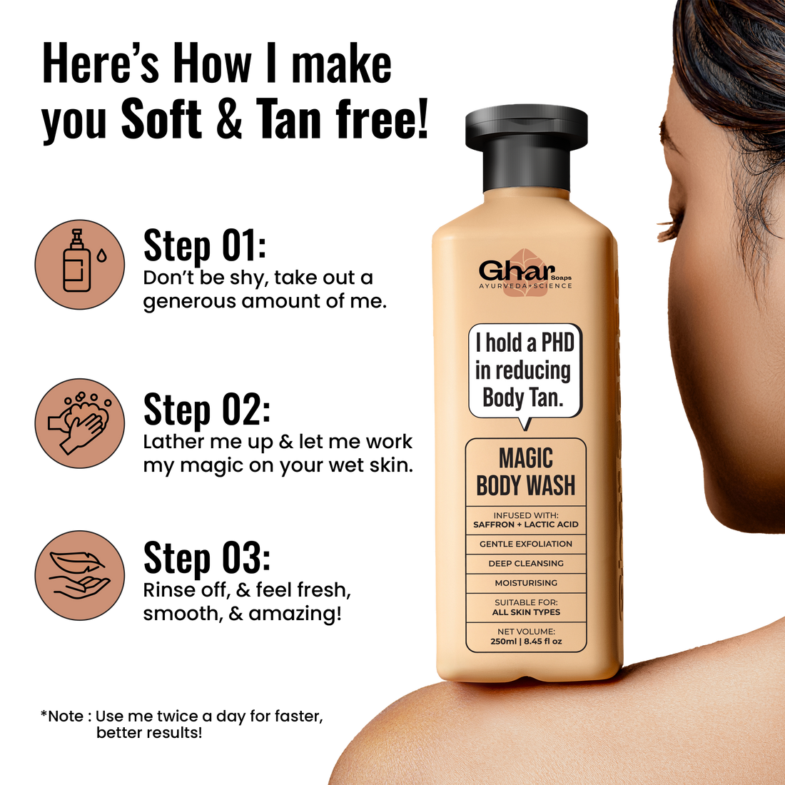 Ghar Soaps Magic De-Tan & Exfoliating Body Wash with Saffron & Lactic Acid – photo 6