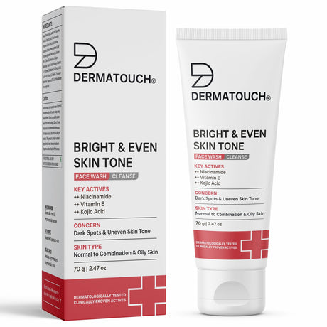 Dermatouch Bright & Even Tone Face Wash with Niacinamide, Vitamin E & Kojic Acid