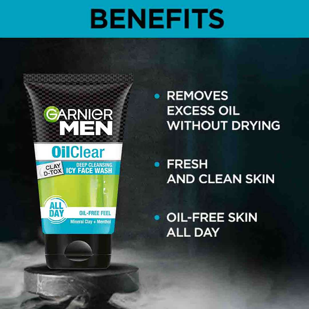Garnier Men Oil Clear Clay D-Tox Deep Cleansing Icy Face Wash – photo 6