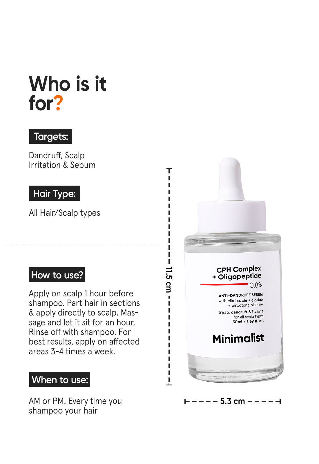 Minimalist CPH Complex + Oligopeptide 0.8% Anti-Dandruff Serum (50ml) – photo 5