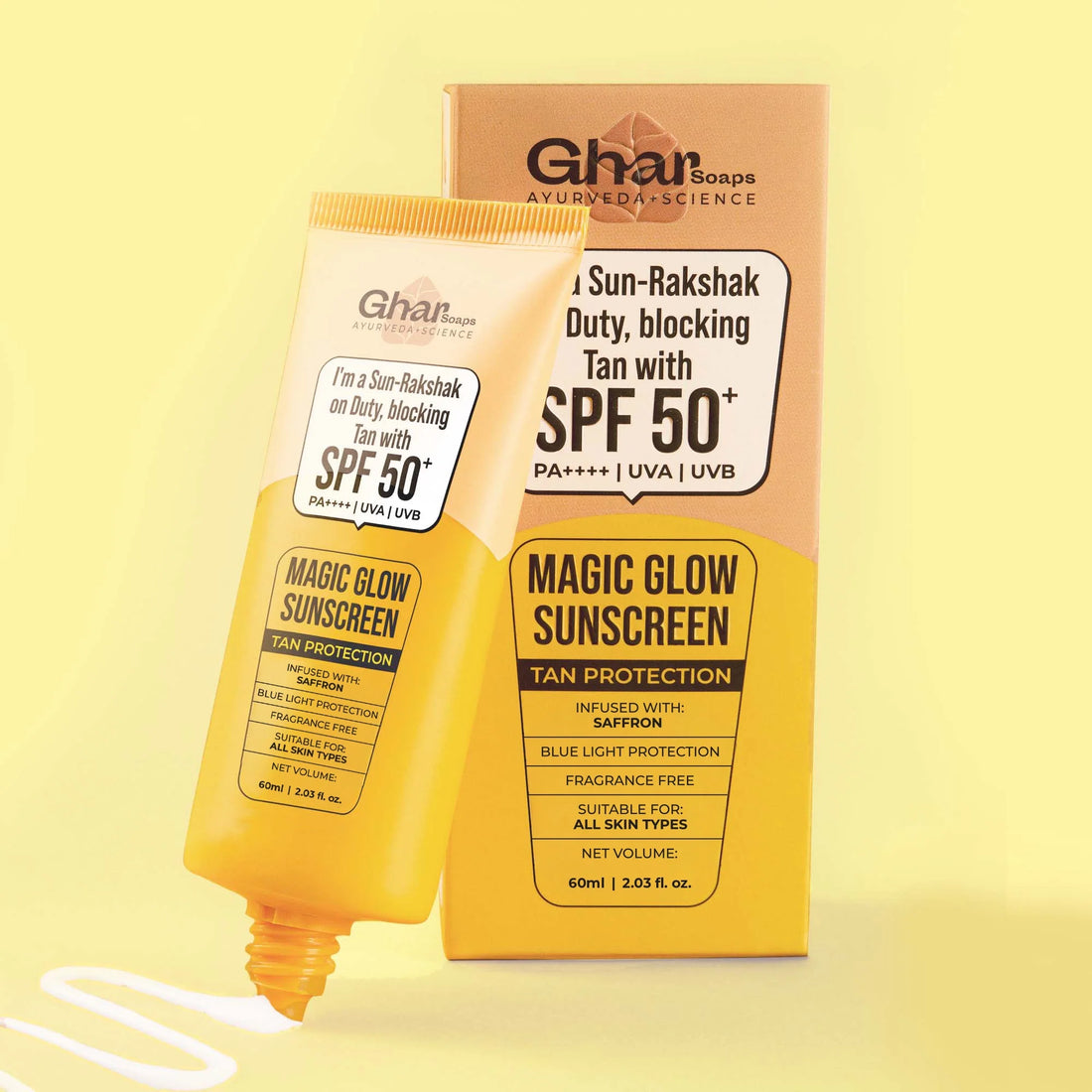 Ghar Soaps Magic Sunscreen with Saffron & Lactic Acid for De-Tan SPF 50+ PA++++ – photo 1