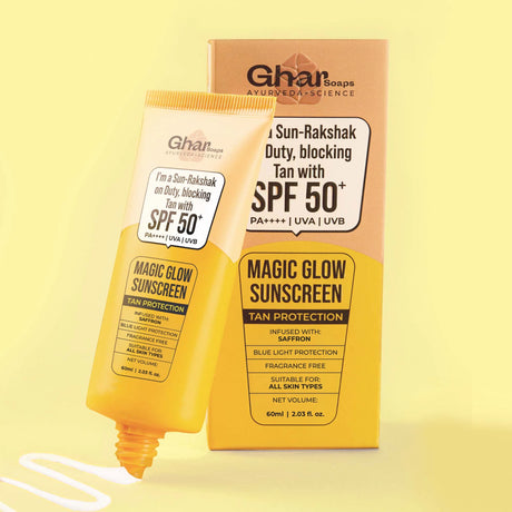 Ghar Soaps Magic Sunscreen with Saffron & Lactic Acid for De-Tan SPF 50+ PA++++
