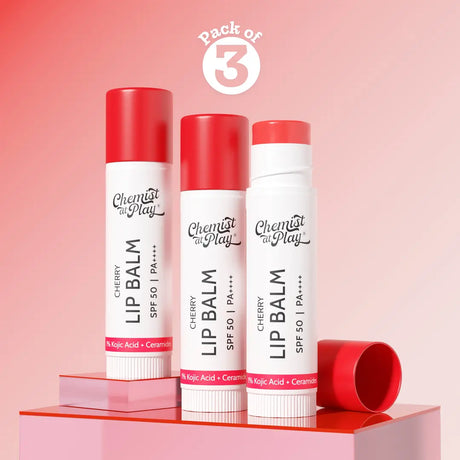 Chemist At Play Cherry Lip Balm for Chapped & Pigmented Lips | SPF 50 PA++++ & Kojic Acid | 4.5 gm