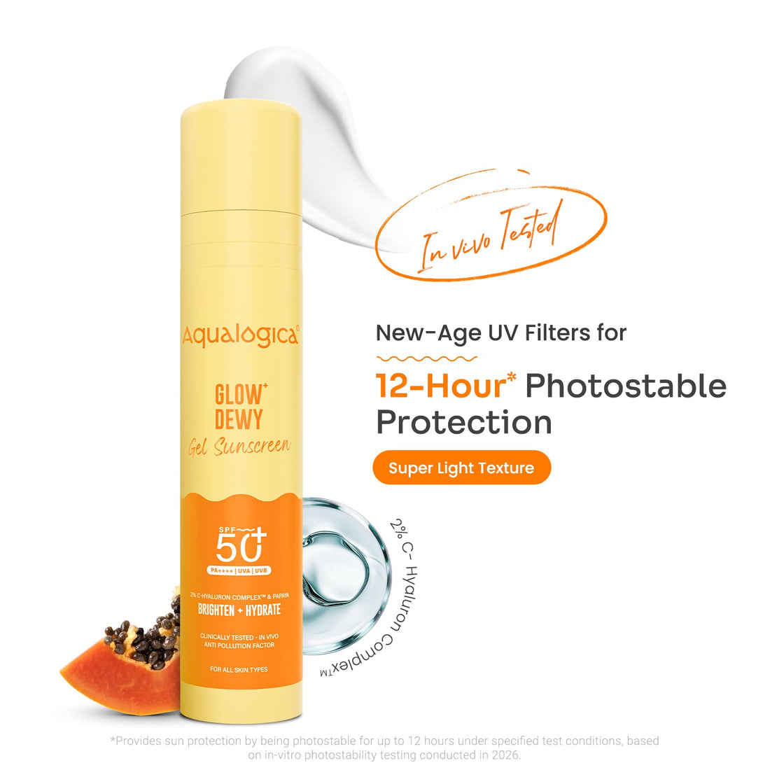 Aqualogica Glow+ Dewy Sunscreen SPF 50+ PA++++ with Papaya & Vitamin C (50g) – photo 2