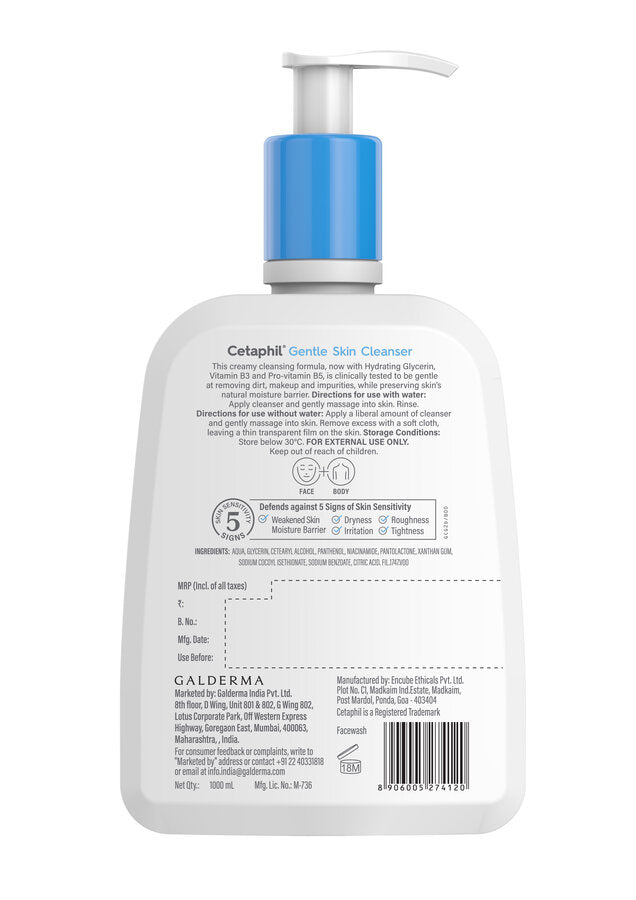 Cetaphil Gentle Skin Cleanser 1000ml back