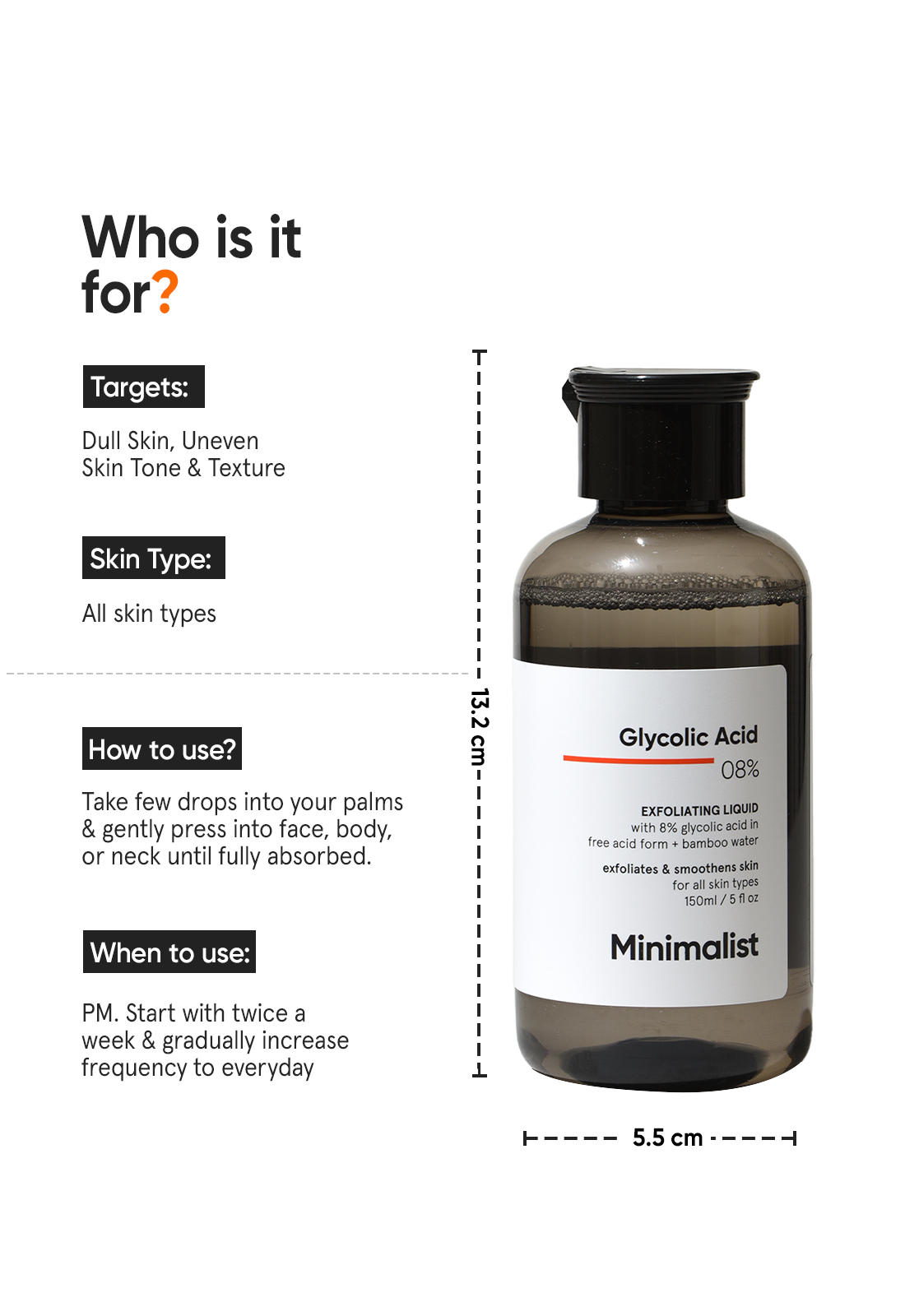 Minimalist Glycolic Acid 8% Exfoliating Liquid (150ml) – photo 5