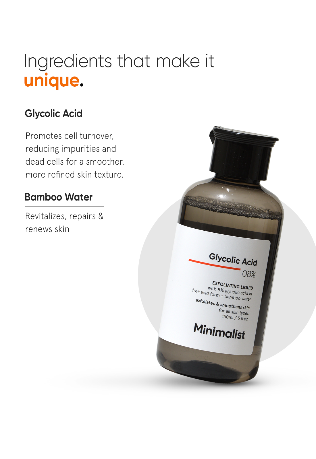Minimalist Glycolic Acid 8% Exfoliating Liquid (150ml) – photo 6