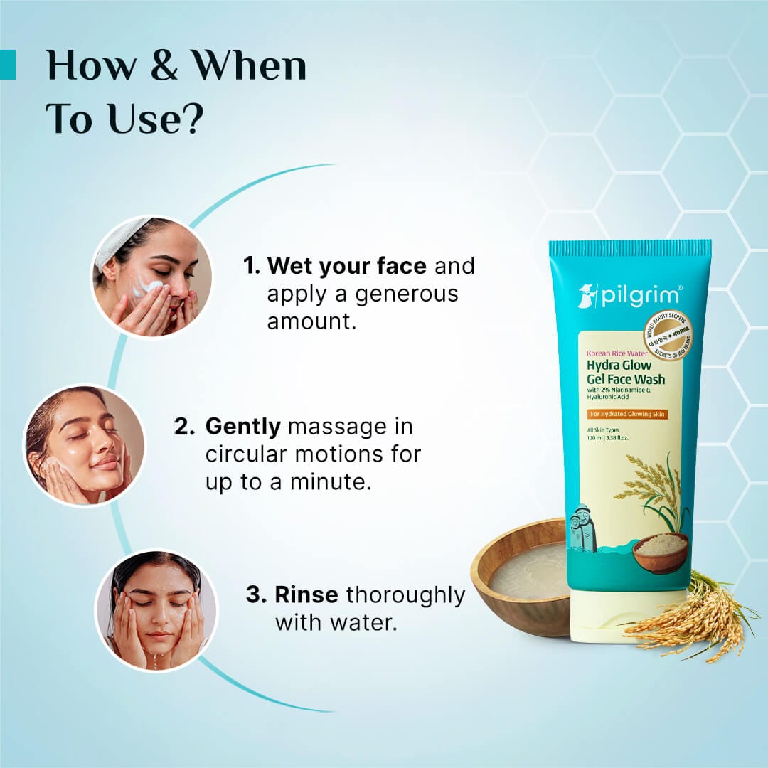Pilgrim Korean Rice Water Hydra Glow Gel Face Wash (100 ml) – photo 6