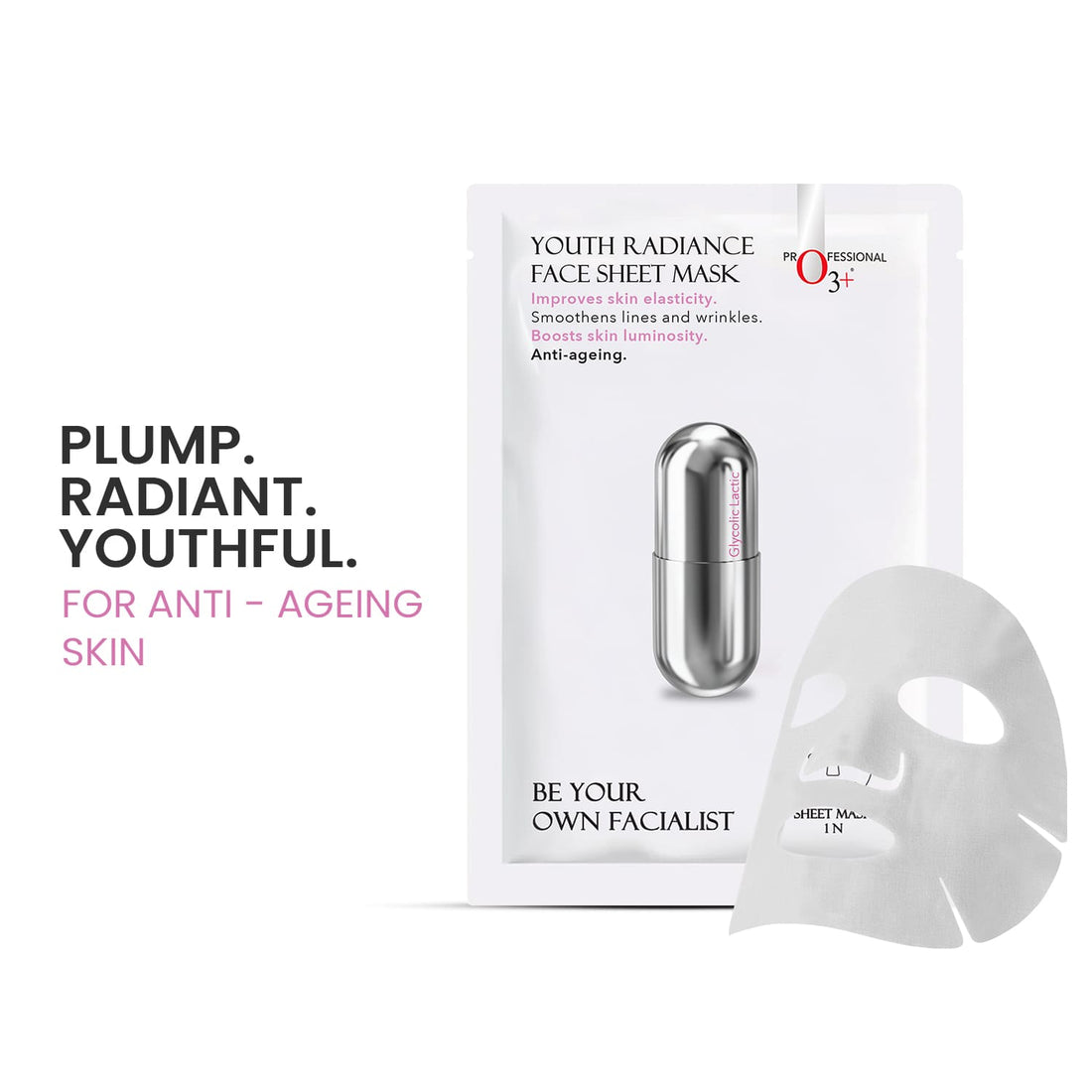 O3+ Facialist Youth Radiance Face Sheet Mask with Glycolic – Pack of 3 (3 × 30 g) – image 2