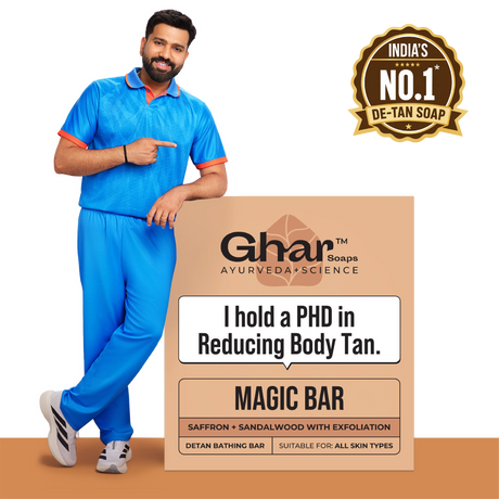 GHAR SOAPS Sandalwood & Saffron Magic Soap (Chandan & Kesar Bath Soap, 100g)