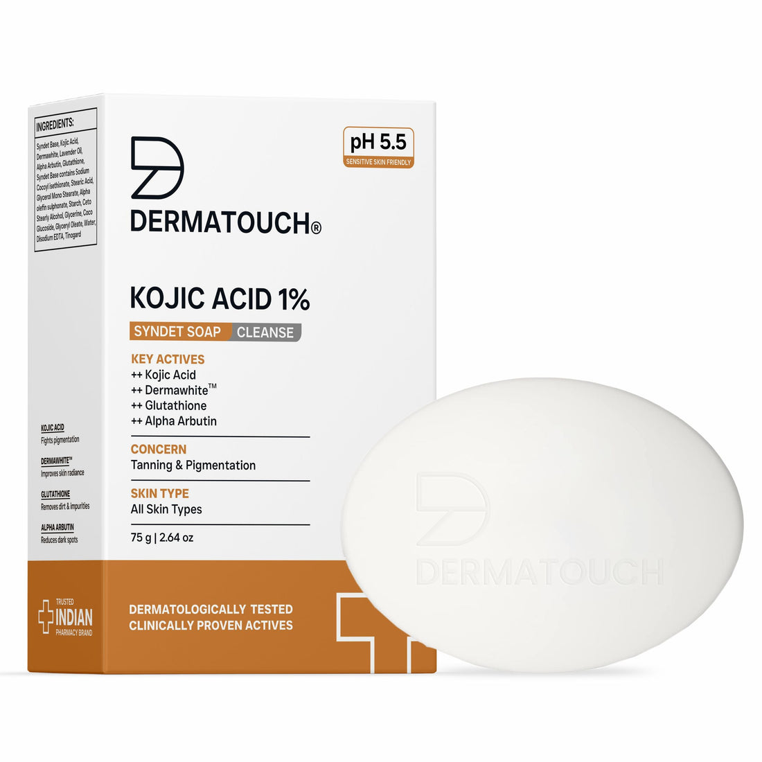 DermaTouch Kojic Acid 1% Soap with Glutathione & Alpha Arbutin - 75g