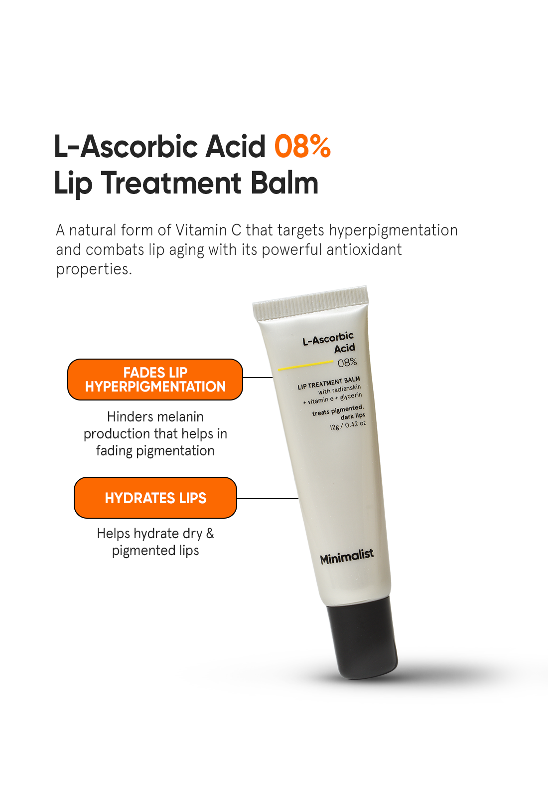 Minimalist L-Ascorbic Acid 8% Lip Treatment Balm (12g) – photo 3