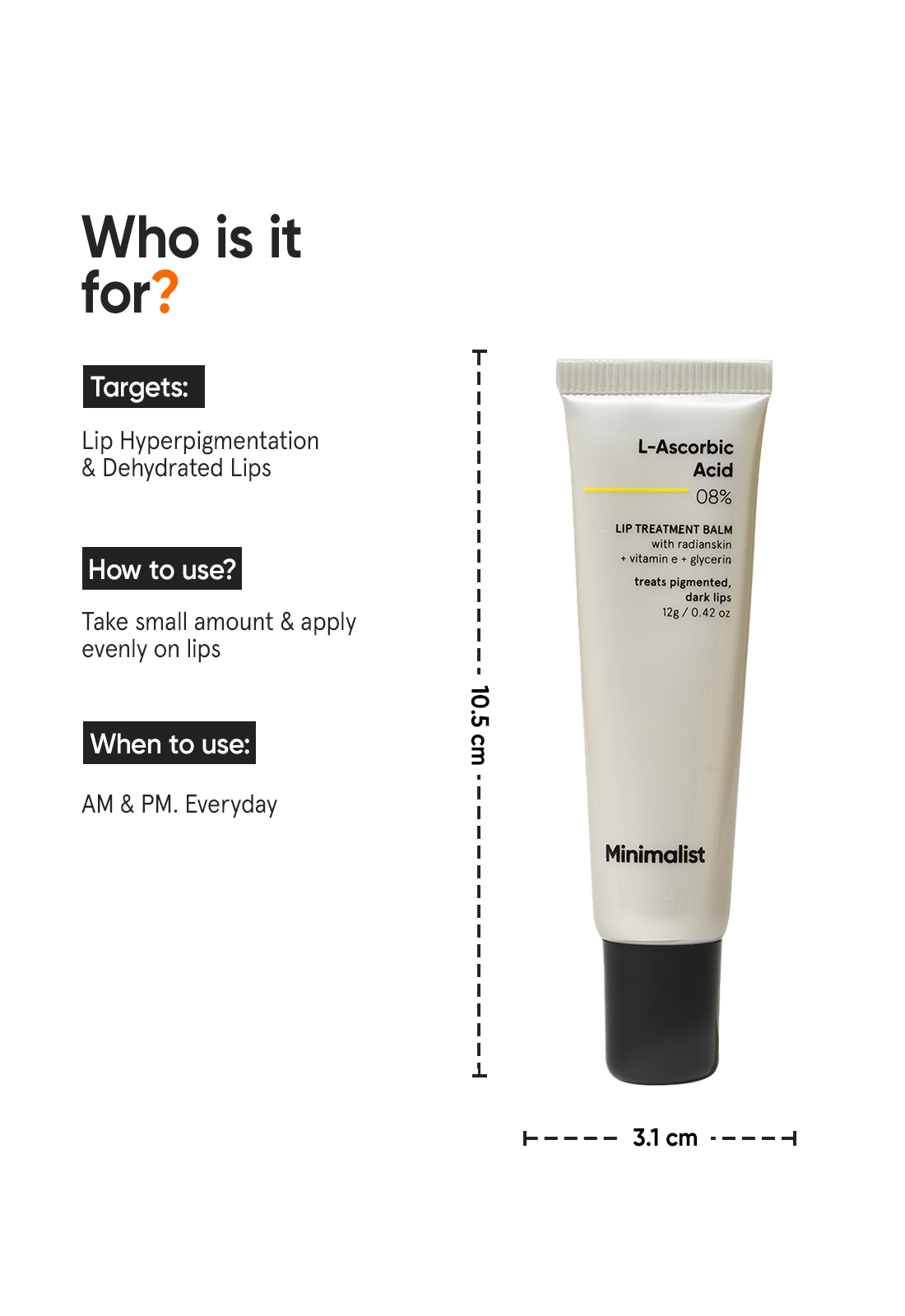 Minimalist L-Ascorbic Acid 8% Lip Treatment Balm (12g) – photo 7