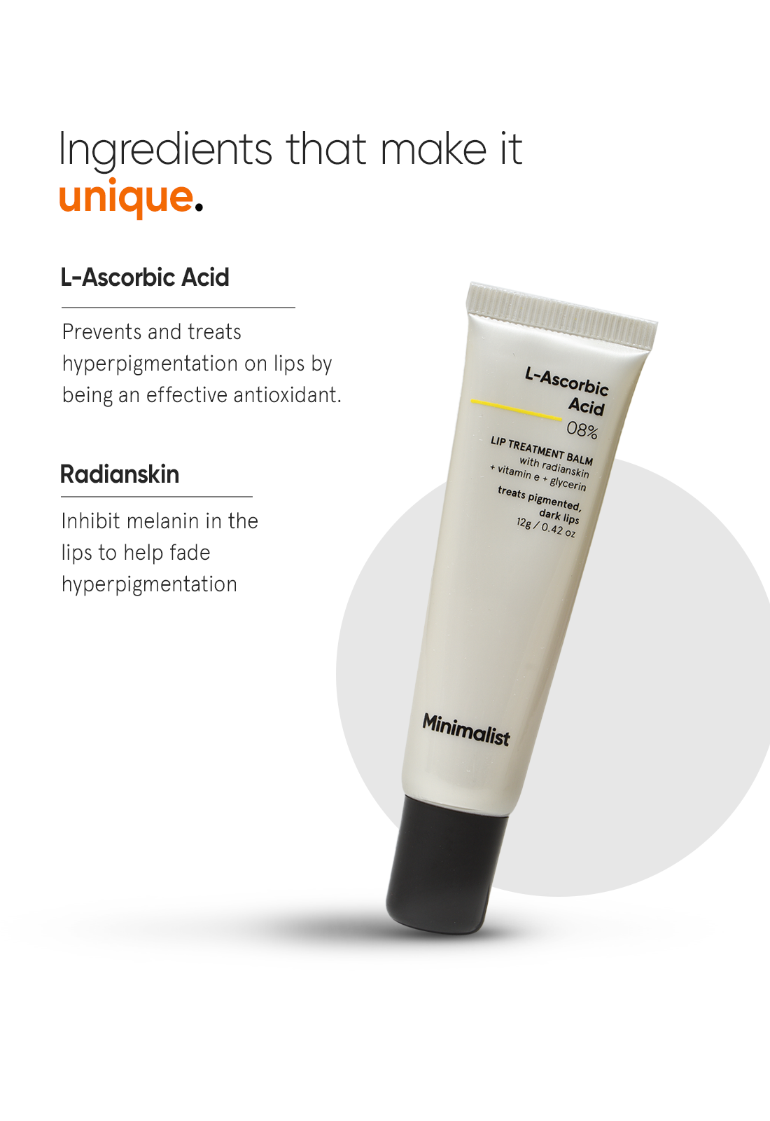 Minimalist L-Ascorbic Acid 8% Lip Treatment Balm (12g) – photo 5