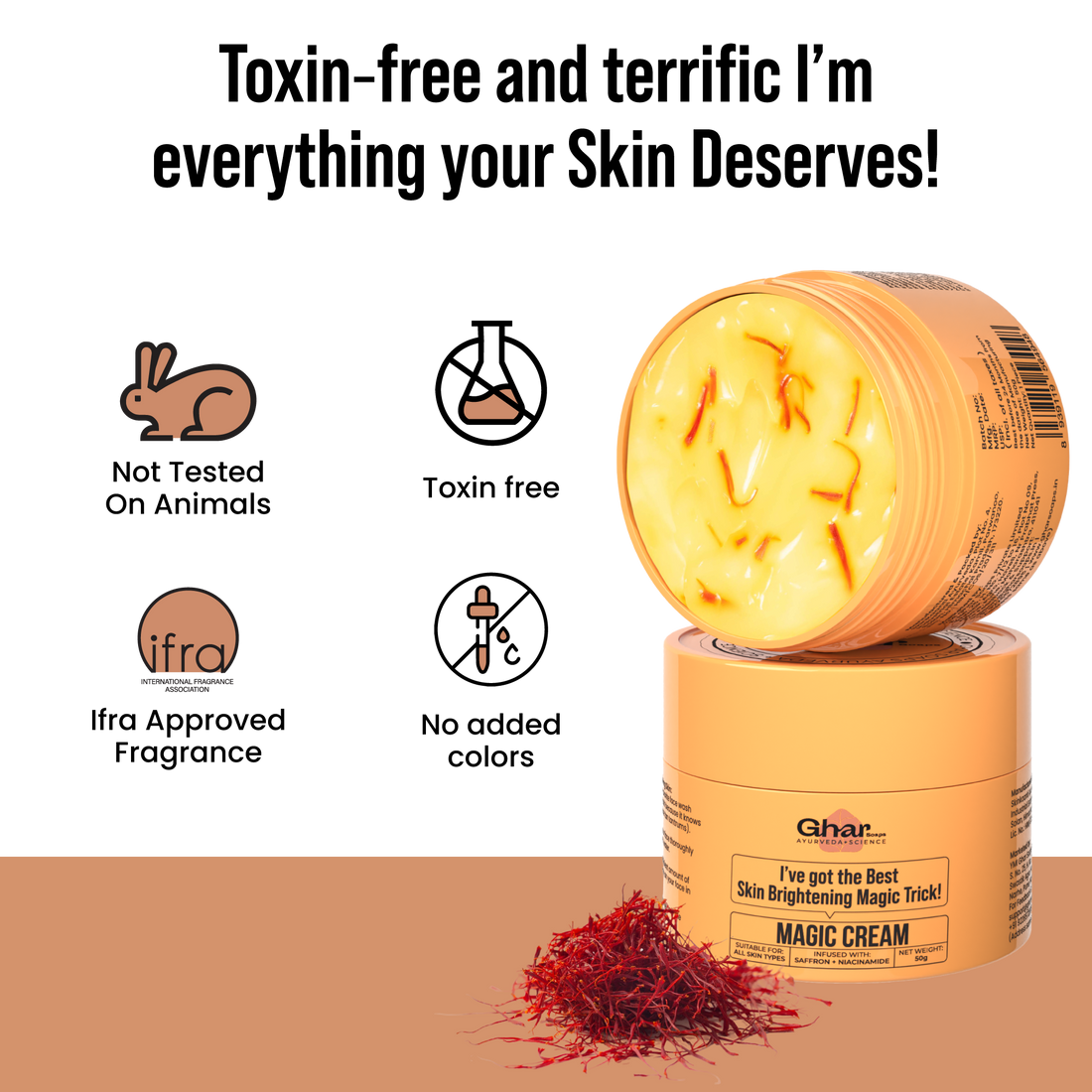 Ghar Soaps Magic Cream with Saffron & Niacinamide (De-Tan & Skin Brightening) – photo 4