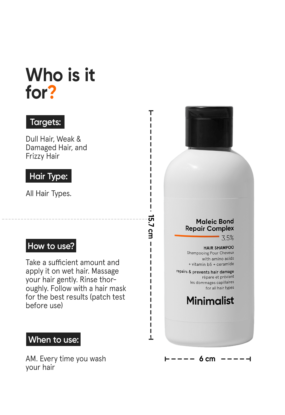 Minimalist Maleic Bond Repair Complex 3.5% Hair Shampoo (250ml) – photo 4